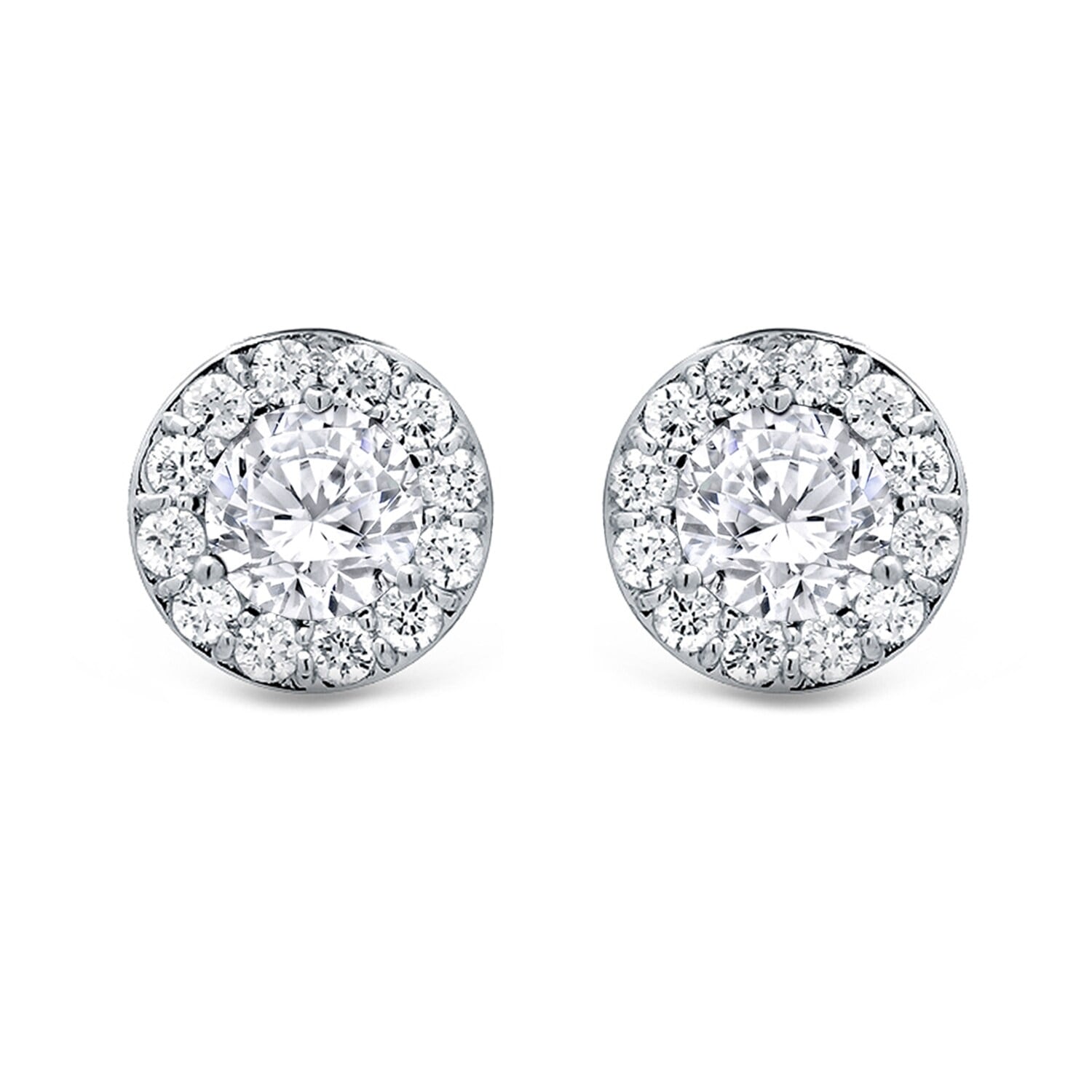 Auriya 14k Gold 3/4ctw Round Halo Diamond Stud Earrings