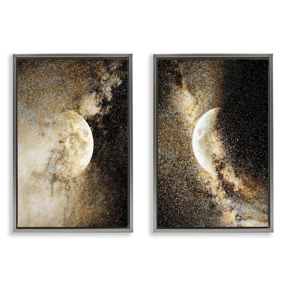 Stupell Moons with Starry Nebulas Framed Floater Canvas Wall Art Design By Gemma Bardot (Set of 2)