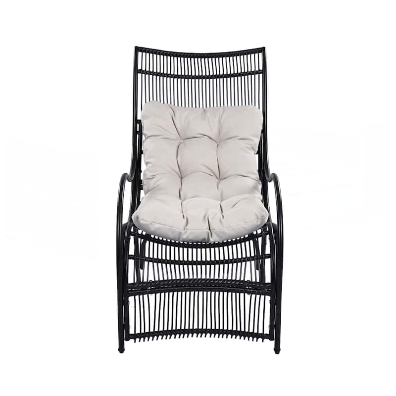 3 Pieces Wicker Outdoor Patio Furniture Set with Lounge Chair