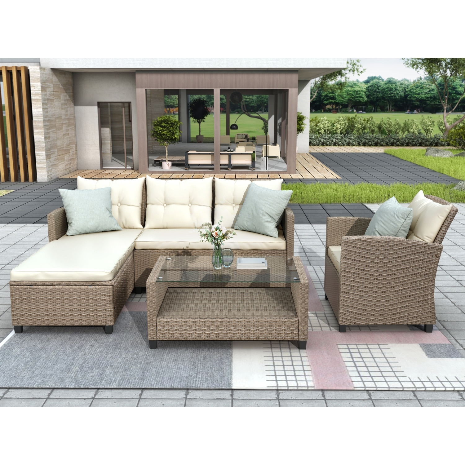 Rattan pull out couch discount
