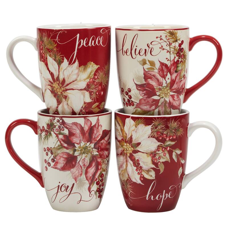 Certified International Winters Joy 22 oz. Mugs, Set of 4 Assorted Designs
