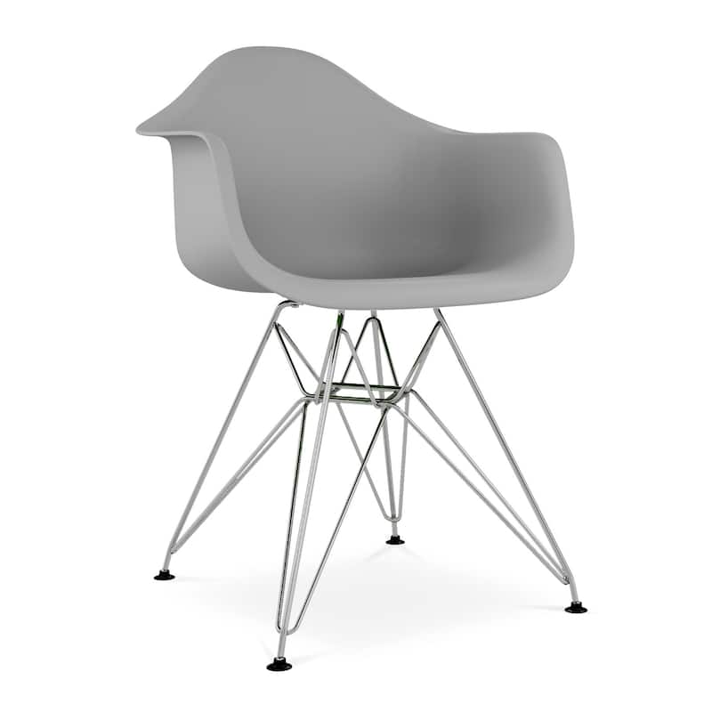 Gray And Silver Heavy Duty Plastic Dining Arm Chair
