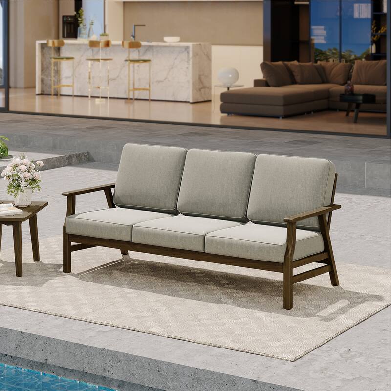 Modern Wood Cushioned 5-Piece Outdoor Patio Conversation Set