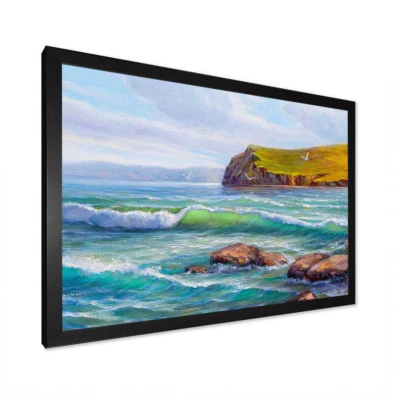 Designart "Beautiful Beach On Ocean Shore" Nautical & Coastal Framed