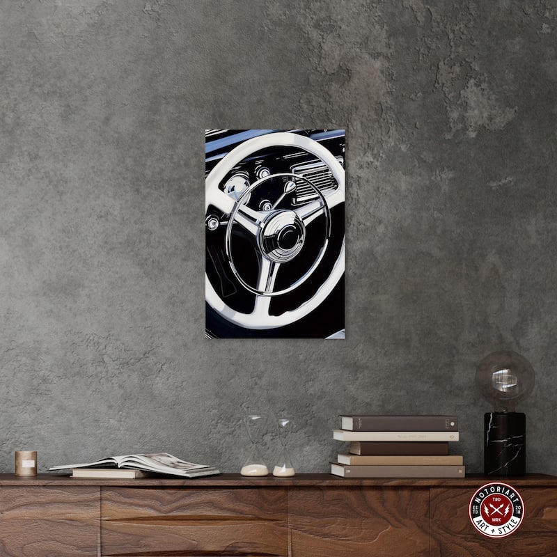 Notoriart Classy Steering Wheel Gallery Wrapped Car 1 Piece Canvas Wall Art