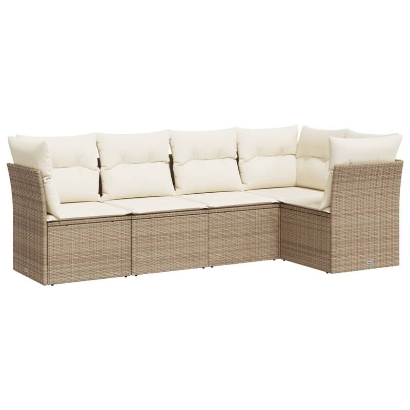 vidaXL Garden Sofa Set Beige Poly Rattan, Powder-Coated Steel Large - 24.4 x 24.4 x 27.2