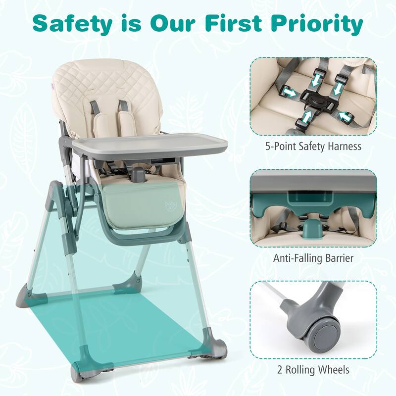 Gymax Foldable High Chair for Babies & Toddlers w/ Footrest Detachable
