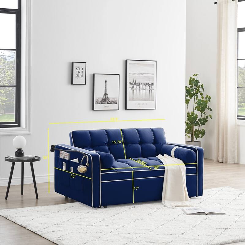 Velvet Convertible Sleeper Sofa Bed