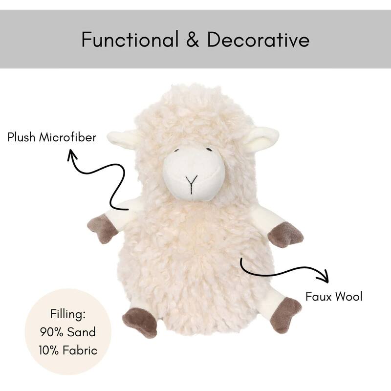 Decorative Sheep Door Stopper, 2.3 lb Weighted, Ecru - 9"H x 5"L x 5"W