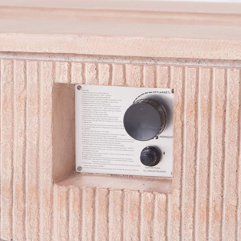 Christopher Knight Home - Lecce Outdoor 48.2" Rectangular MgO Fire Pit Table with 50,000 BTU Burner