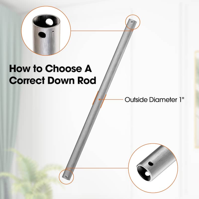18"/ 24"/ 36"/ 48" Nickel Extension Downrod for Ceiling Fan