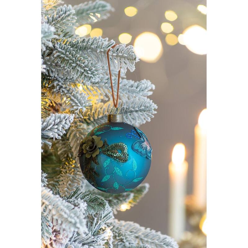 D3.9" Christmas Ball Ornaments, Glass Decorative Hanging Ball Christmas Tree Ornaments for Holiday Decorations, Set of 6
