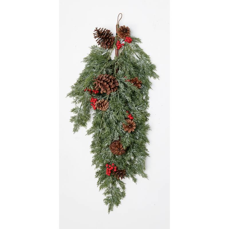 32" Cypress Pine Cone Berry Teardrop - Multicolor