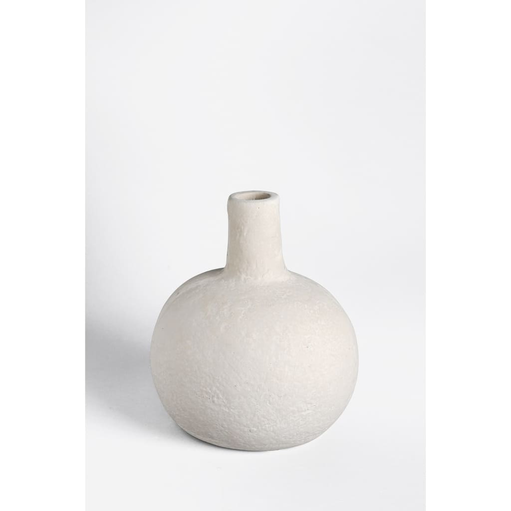 Paper Mache Gourd Vase - Natural White