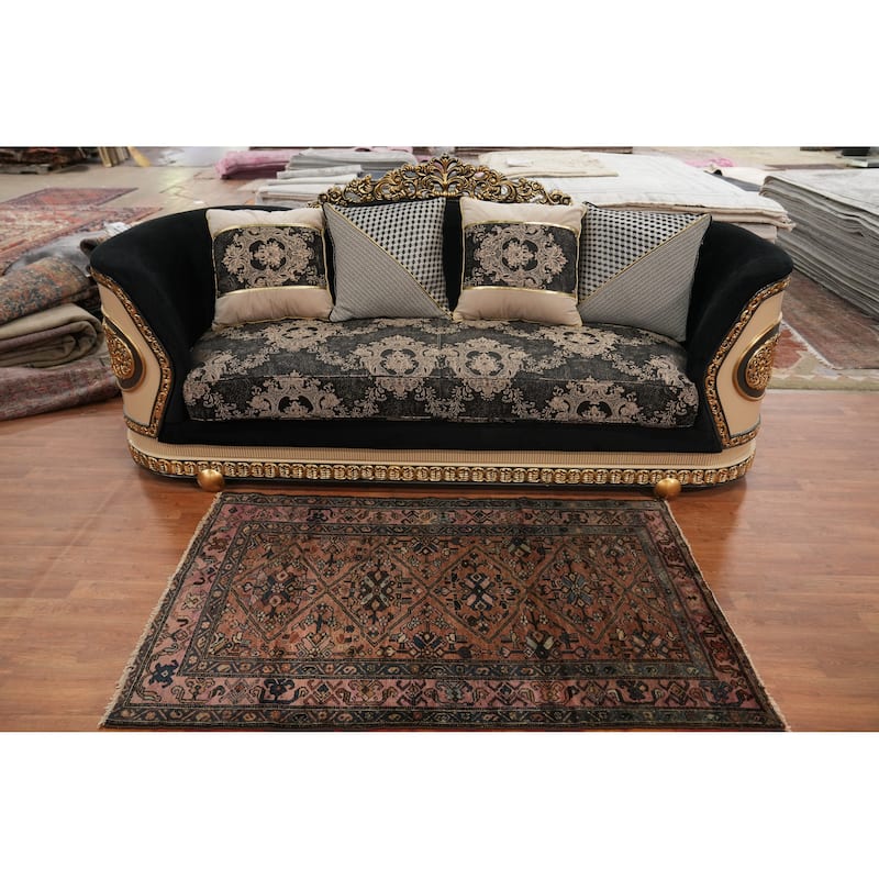 Hand Knotted Oriental 100% Wool Carpet Traditional Geometric Oranges & Rust Malayer Area Rug - 5' 4'' X 3' 4''