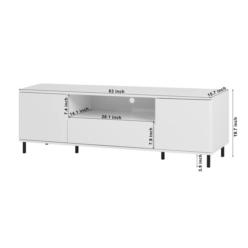 High Gloss Panel Modern TV Console,TV Stand,Entertainment Center with Storage Shelves,TV Cabinet for Living Room, Bedroom
