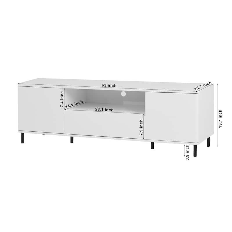 TV Console TV Stand Entertainment Center with Storage - White