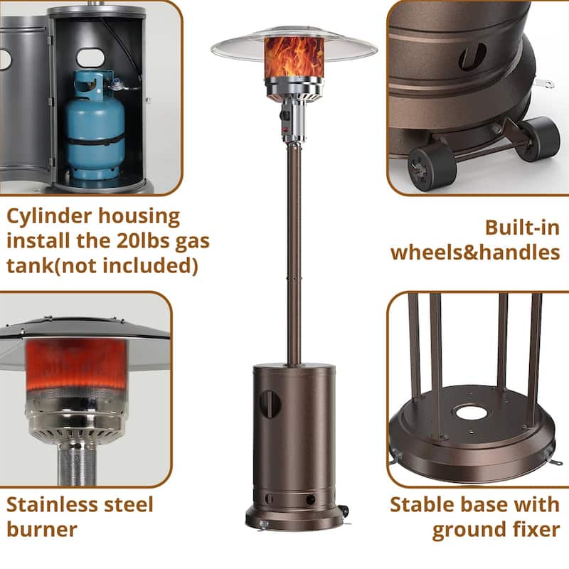 48,000 BTU Outdoor Patio Heater With Wheels,Triple Protection System, Outdoor Heater for Commercial and Residential