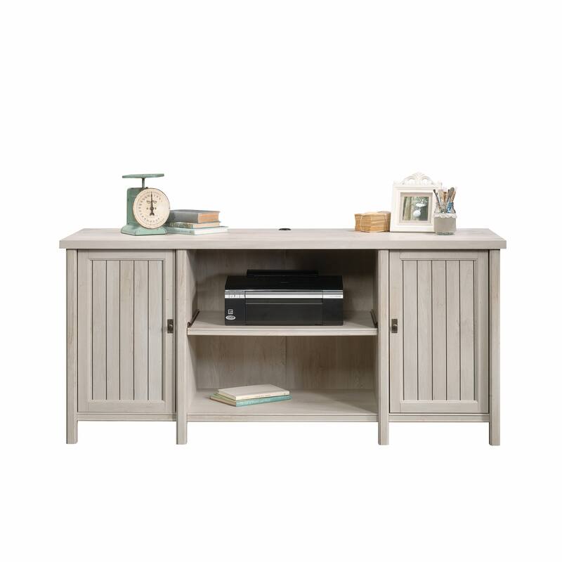 Engineered Wood Coastal Credenza with Cabinets and Shelves, Gray - 65.12" W × 21.89" D × 30.00" H