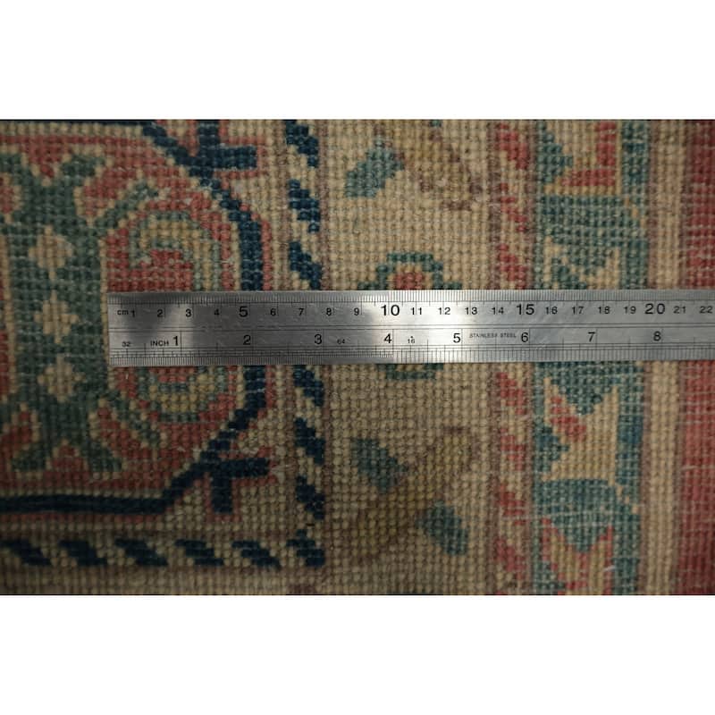 Hand Knotted Oriental 100% Wool Carpet Traditional Geometric Pink Kazak Area Rug - 11' 10'' X 8' 9''