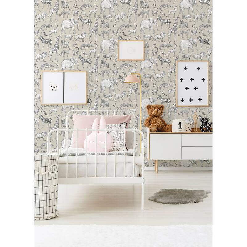 Chesapeake Kenji Taupe Safari Wallpaper - 20.9 x 396 x 0.025