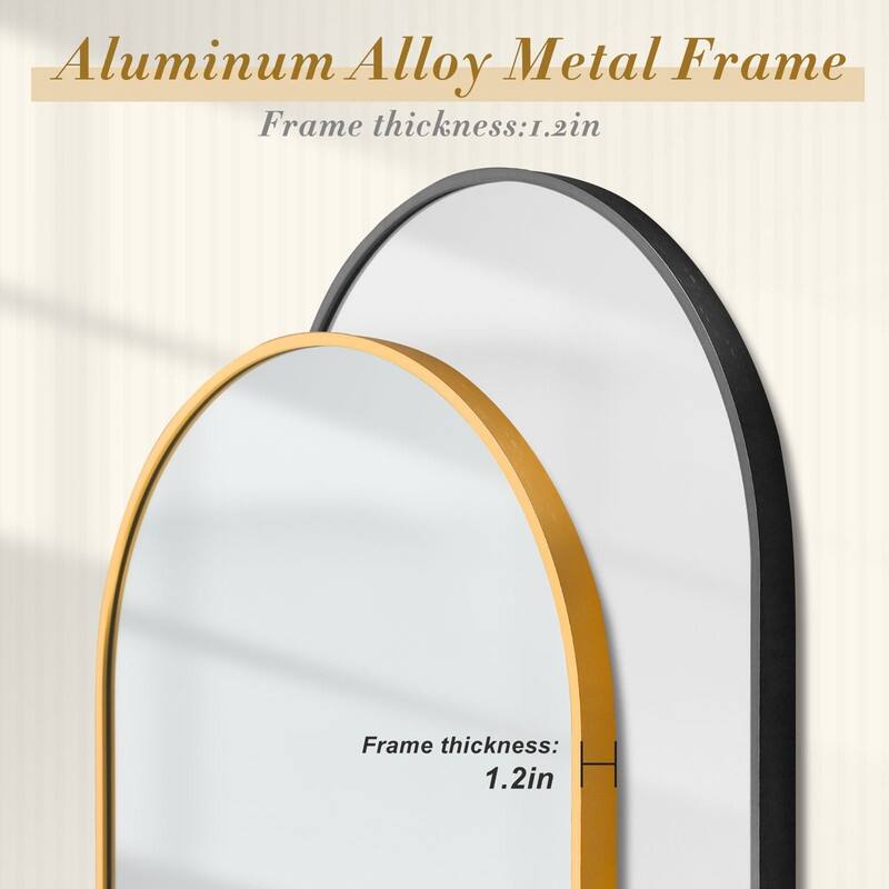 Arch Bathroom Wall Mirror Large Metal Frame Wall Mounted Mirror for Bedroom Living Room Dresser Entryway Decor