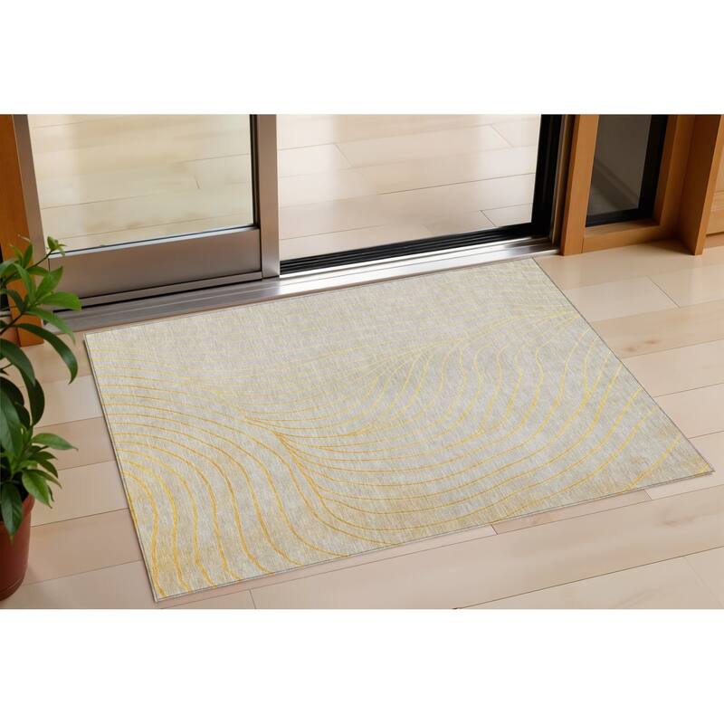 HomeRoots Abstract Transitional Rectangle Outdoor Rug - 3' x 5'