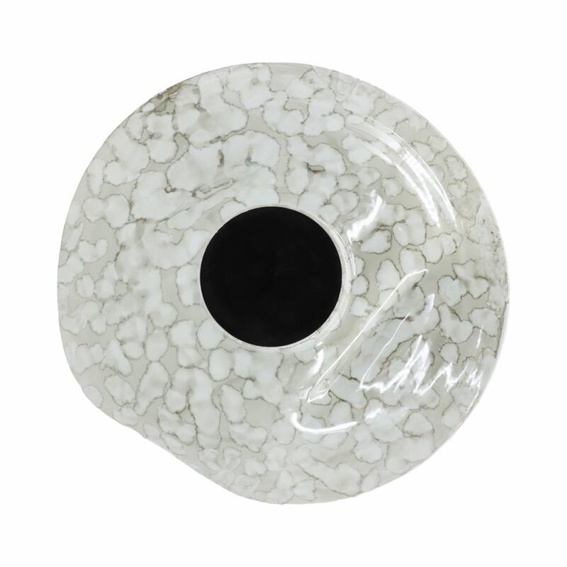 Artistic Abstract Decorative Bowl for Home Decor - 16", Ivory & Gray