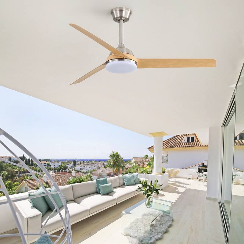 52 Inch Ceiling Fan with LED Light and Remote Control - Brushed Nickel