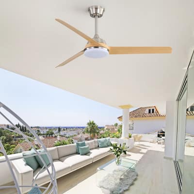 52 Inch Ceiling Fan with LED Light and Remote Control - Brushed Nickel