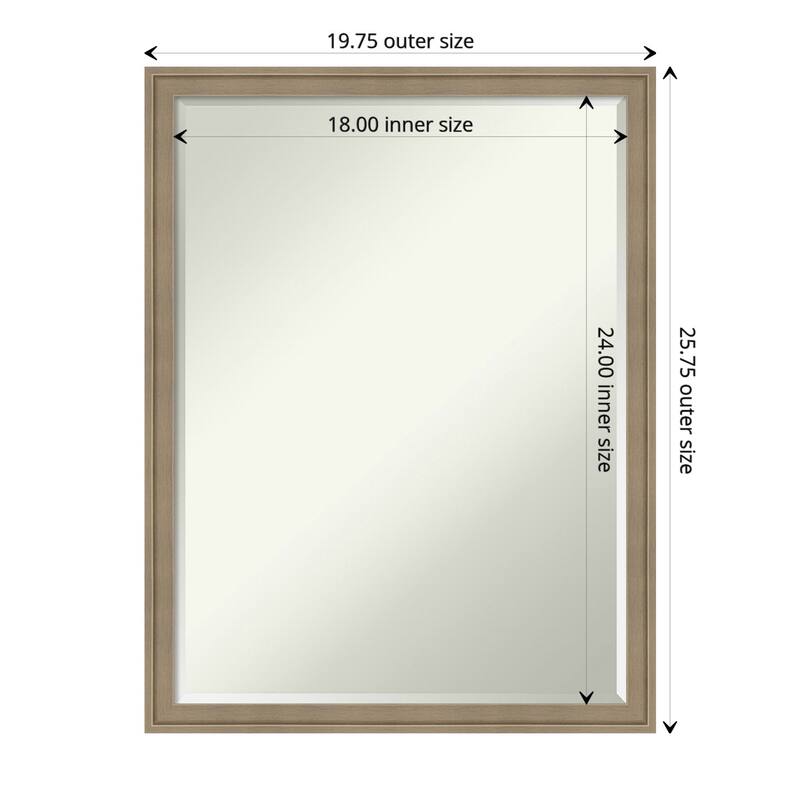 Florence Half-Inch-Bevel Framed Wall Mirror - Glass Size 18x24 - Florence Light Brown