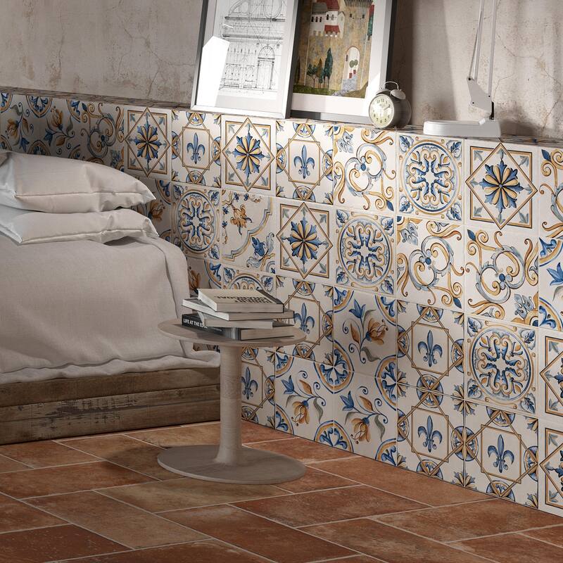 Merola Tile Toscana Giotto Decoro Mix 7-7/8" x 7-7/8" Porcelain Floor and Wall Tile - Case (30 Tiles)