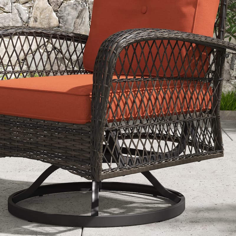 Corvus Livorno Outdoor 3-piece Steel Wicker Swivel Chat Set
