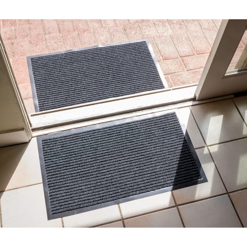KAF Home 17"x30" Ribbed PET Door Mat, Set of 2