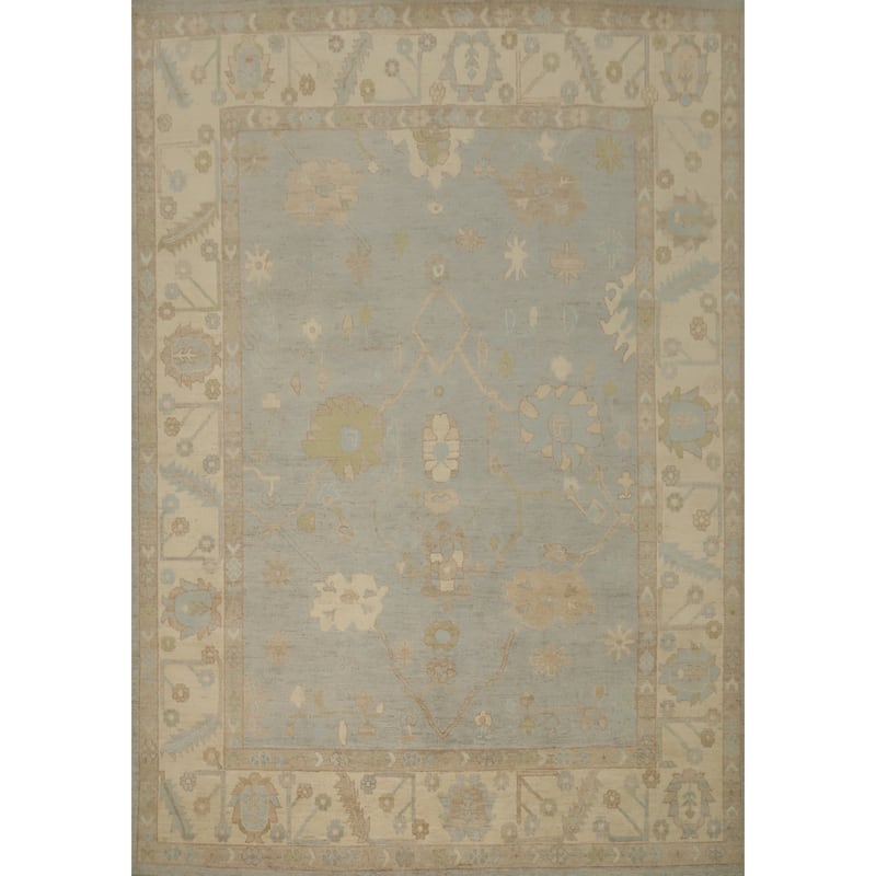 Hand Knotted Oriental 100% Wool Carpet Transitional All-Over Greys & Charcoal Oushak Area Rug - 9' 9'' X 8' 0''