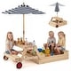 preview thumbnail 10 of 8, Gymax 3-in-1 Wooden Sandbox w/Foldable Umbrella Convertible Picnic
