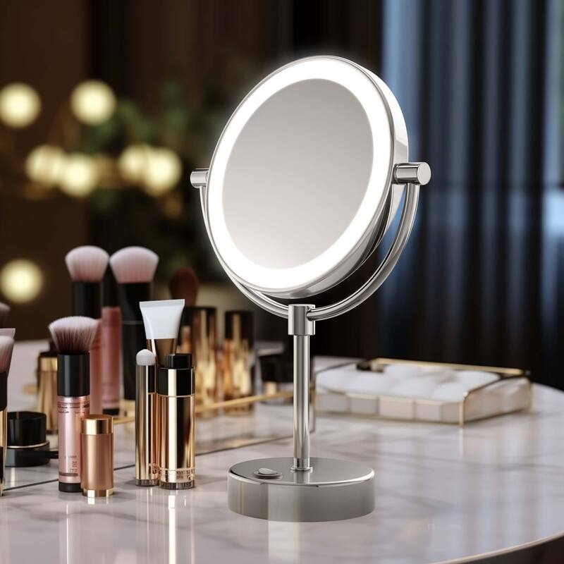 Circular LED Free Standing Magnifying Make Up Mirror