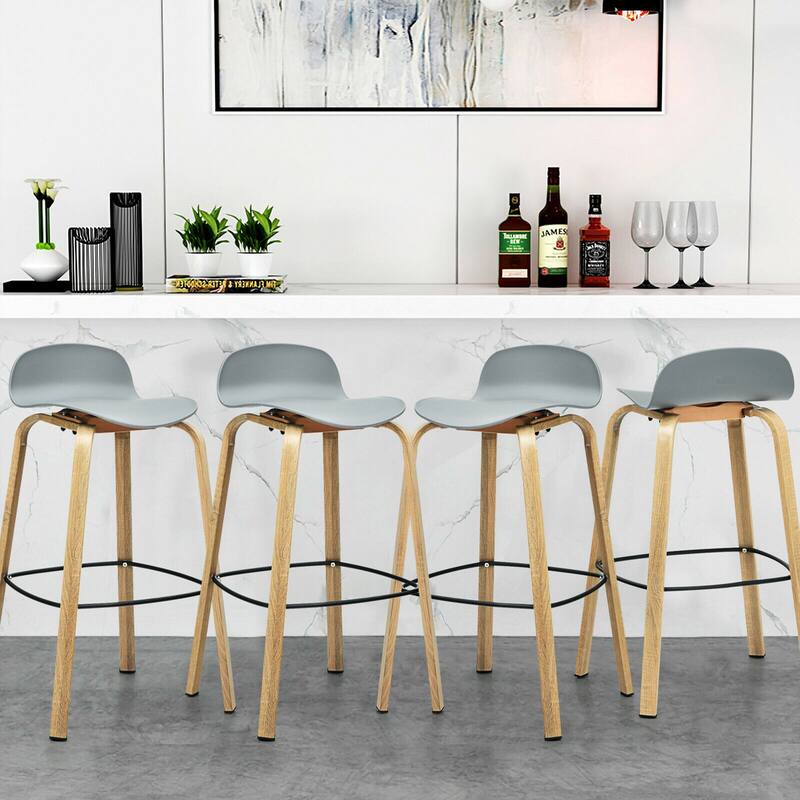Gymax Modern Set of 4 Barstools 30inch Pub Chairs w/Low Back & Metal - See Details