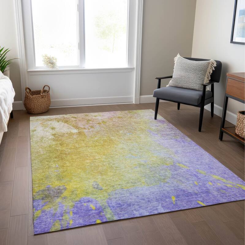 Machine Washable Indoor/ Outdoor Abstract Solid Chantille Rug