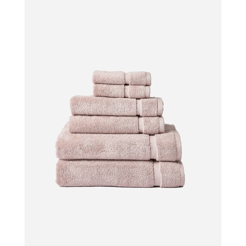 Splendid Super Soft 100% Cotton Oversized 6-Piece Bath Towel Set - Rose Hip