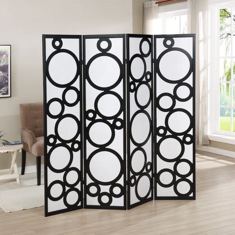 4-Panel Wood Room Divider - Black