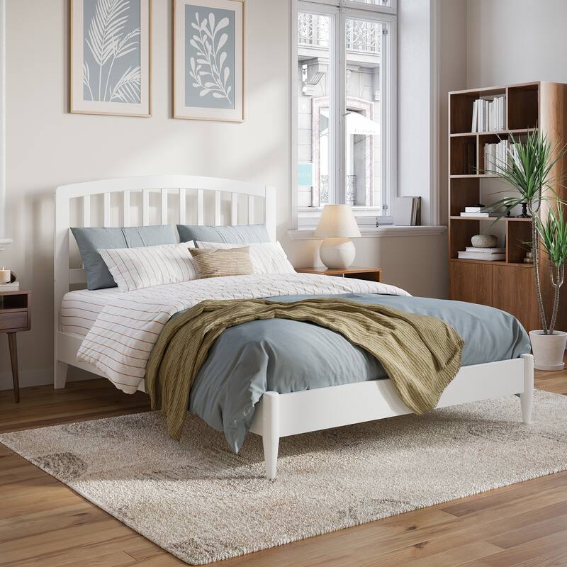 Quincy Full Solid Wood Low Profile Platform Bed in White
