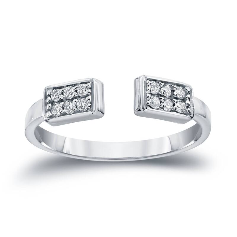 Auriya 14k Gold Stackable Open Bar Diamond Ring 1/8ct TW
