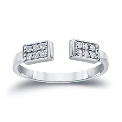 Auriya 14k Gold Stackable Open Bar Diamond Ring 1/8ct TW