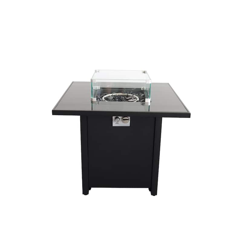 LSI 25'' H x 30'' W Steel Outdoor Fire Pit Table with Lid