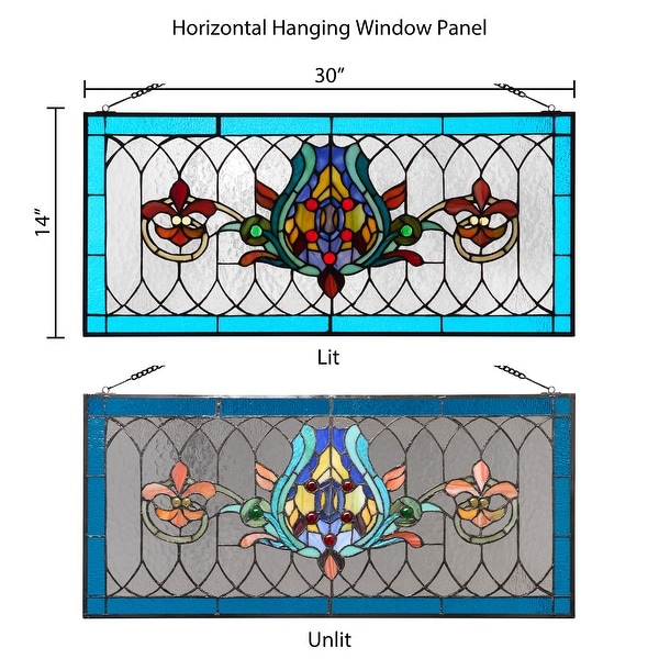 River of Goods Fleur De Lis Stained Glass Pub Window Panel - 30