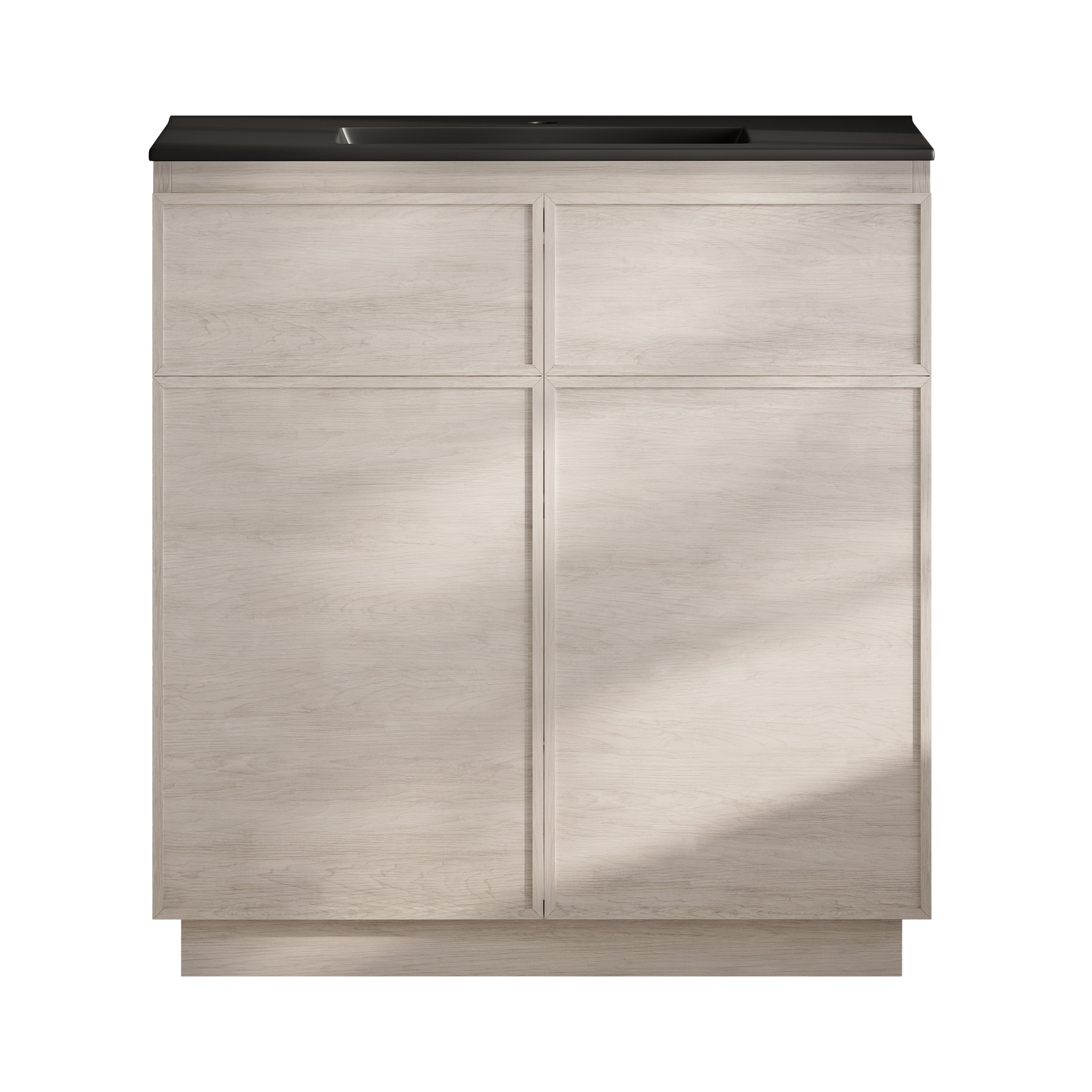 St. Tropez 36" Freestanding Bathroom Vanity In White Oak With Black Sink Top - 36
