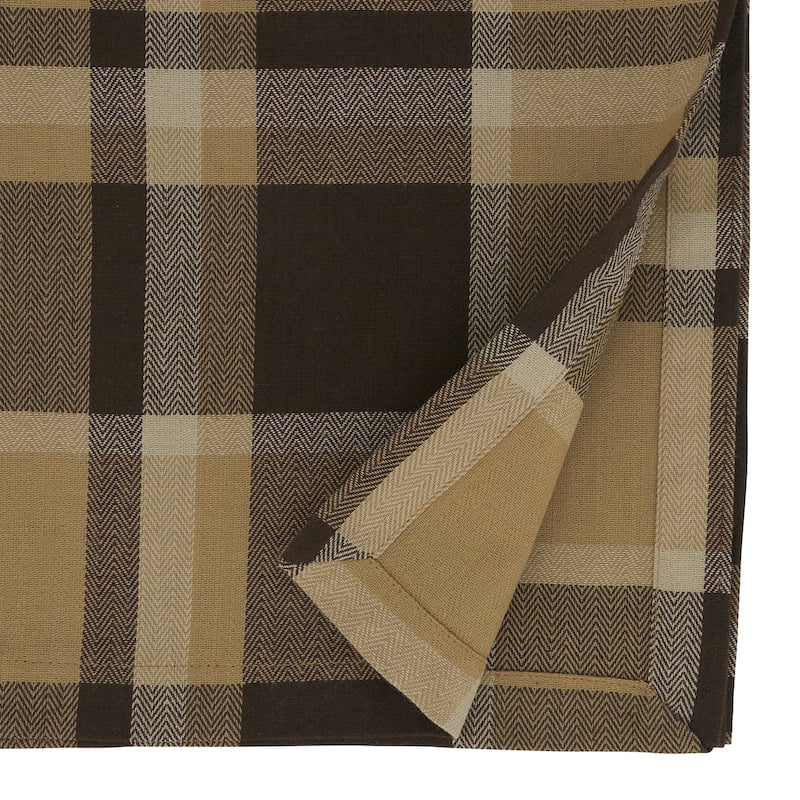 Cotton Table Runner With Plaid Design - 16"x72"