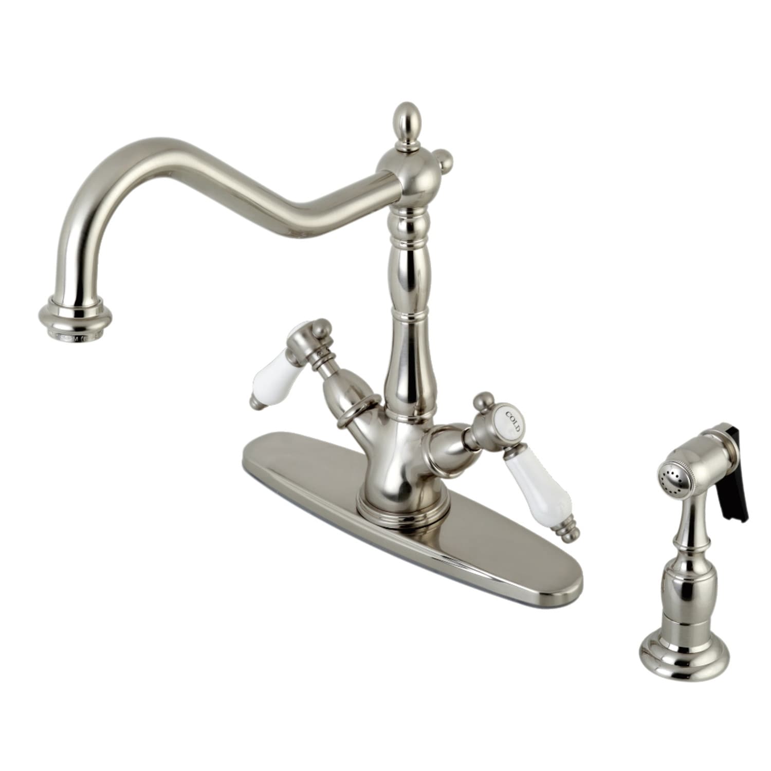Mono Deck Mount Kitchen Faucet with Brass Sprayer - Overstock - 32402592
