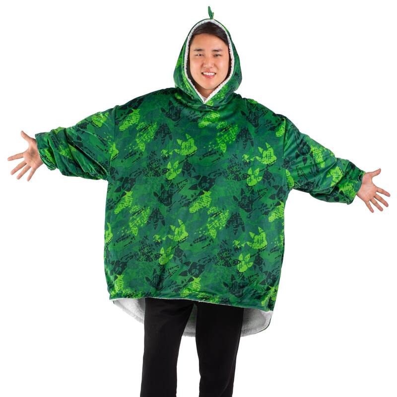 Bare Homey B-Cozy Oversized Sherpa Wearable Blanket - Adult - Dinosaur